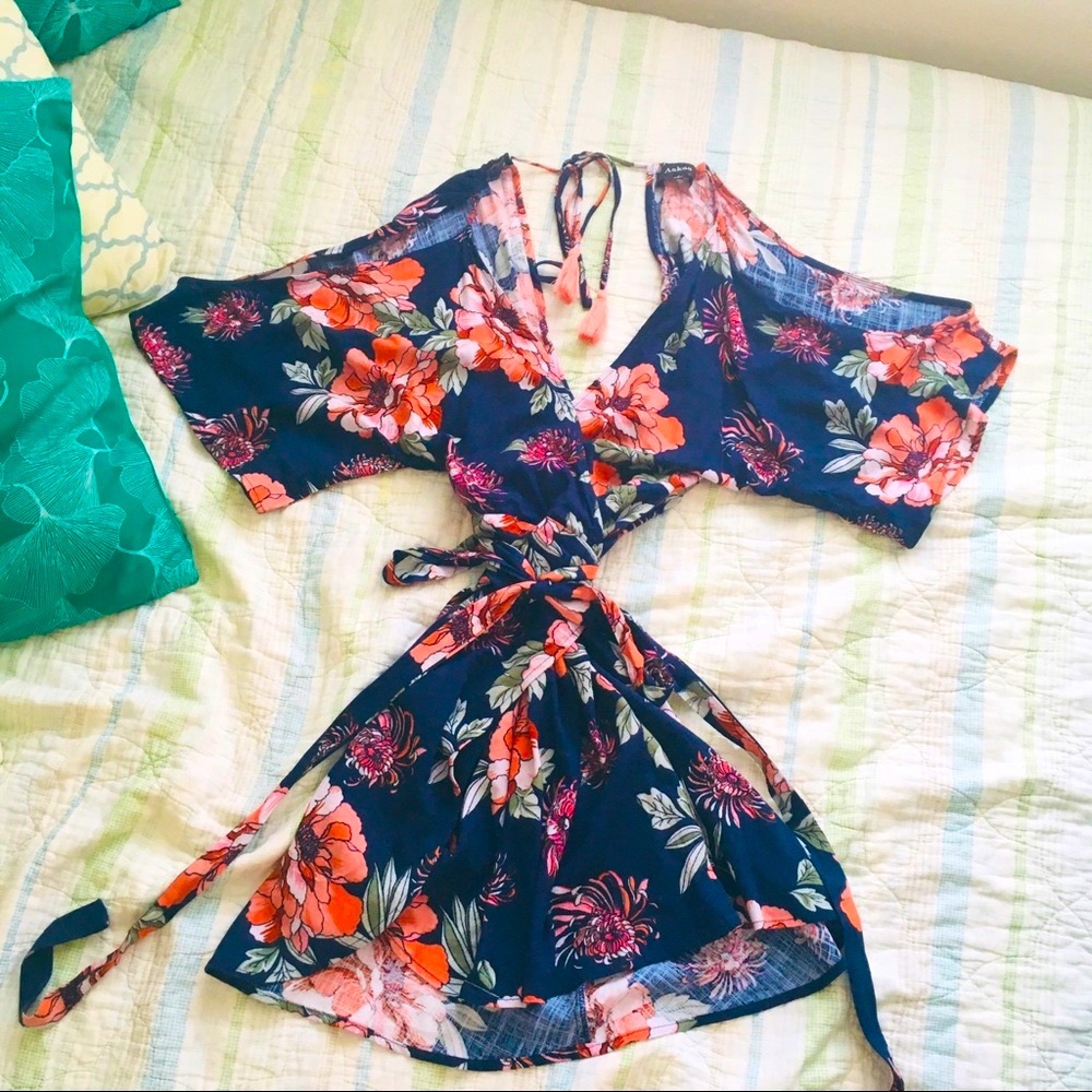 Aakaa Floral Wrap Dress NWOT
